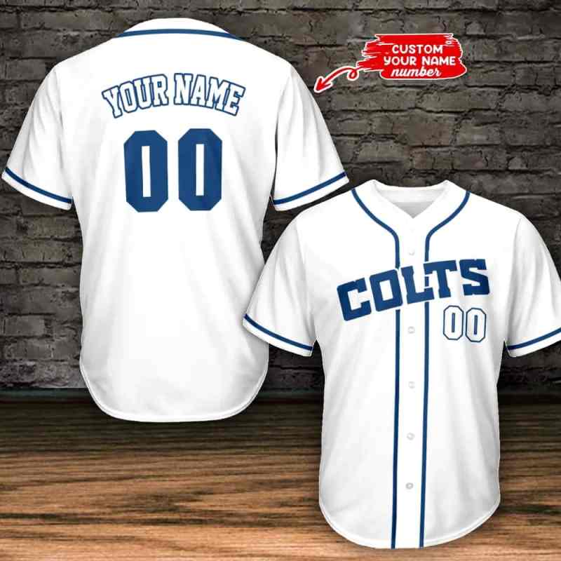 Indianapolis Colts Personalized Baseball Jersey White