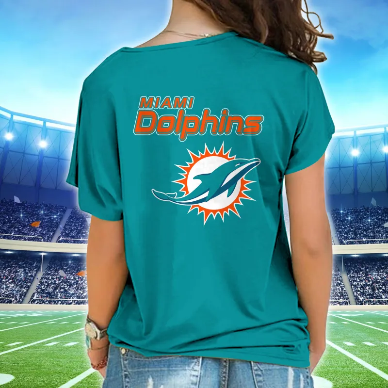 Miami Dolphins Women's Cross Strap Shoulder Shirt Back View