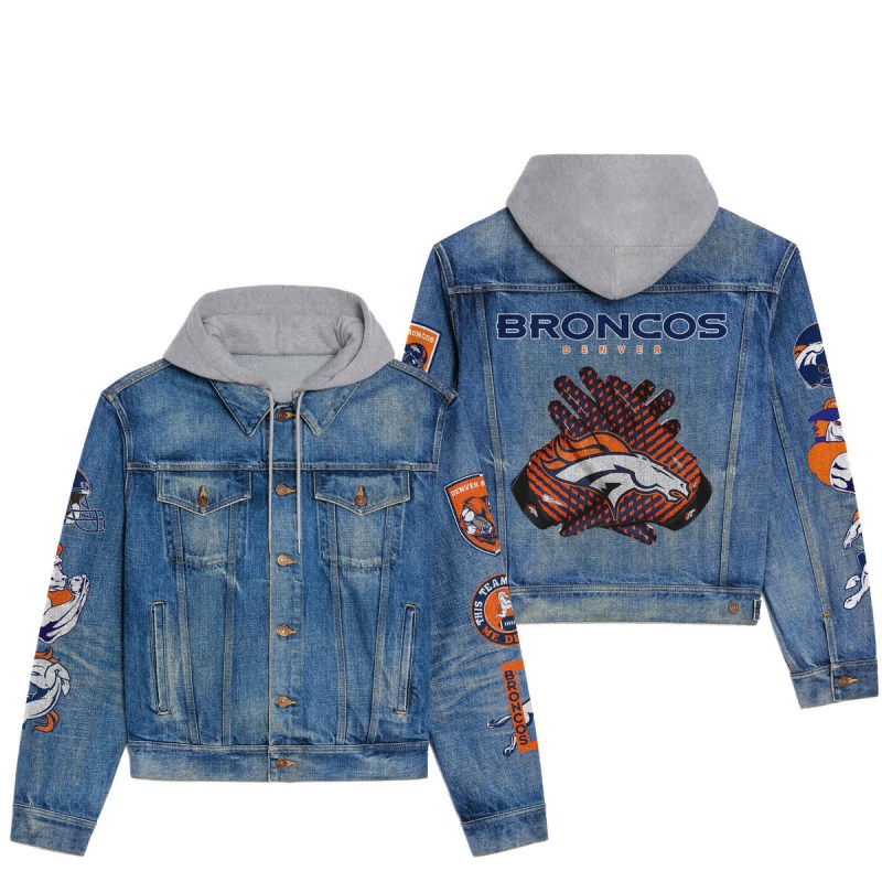 Denver Broncos Premium Hooded Denim Jacket