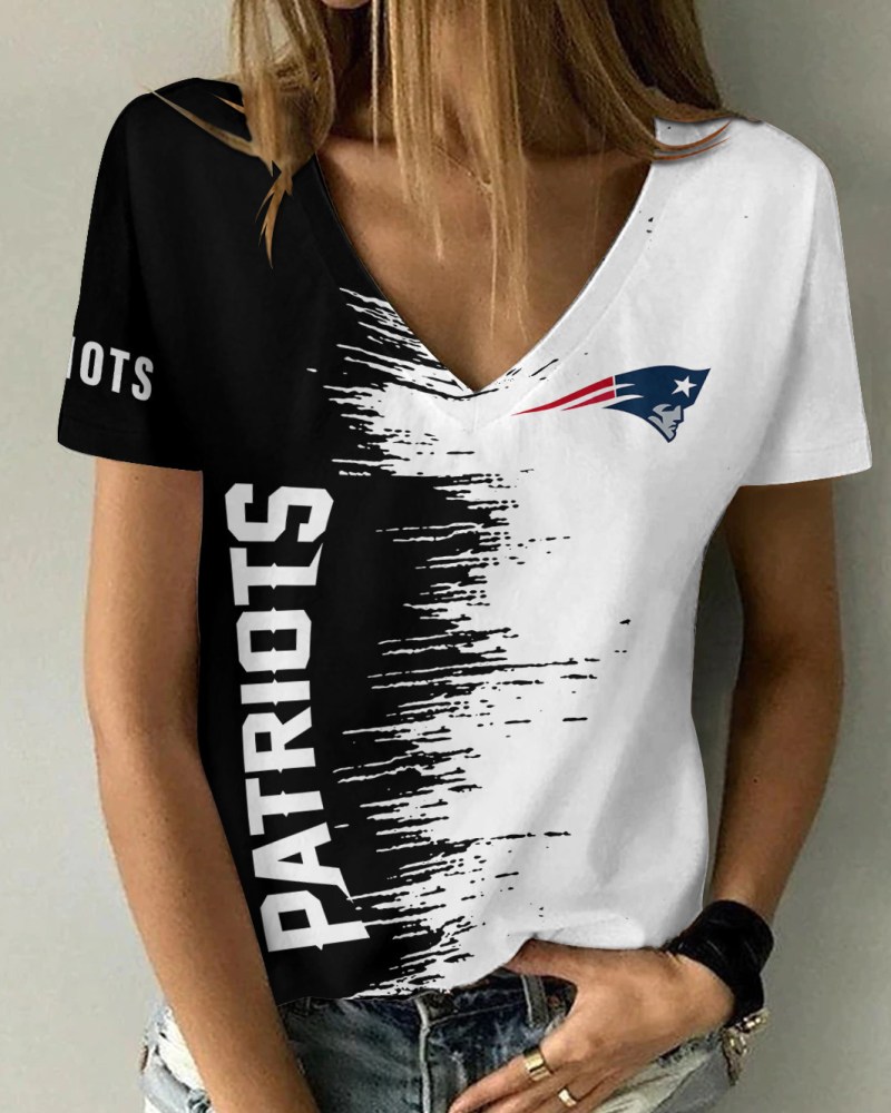New England Patriots Summer V-neck T-shirt Front