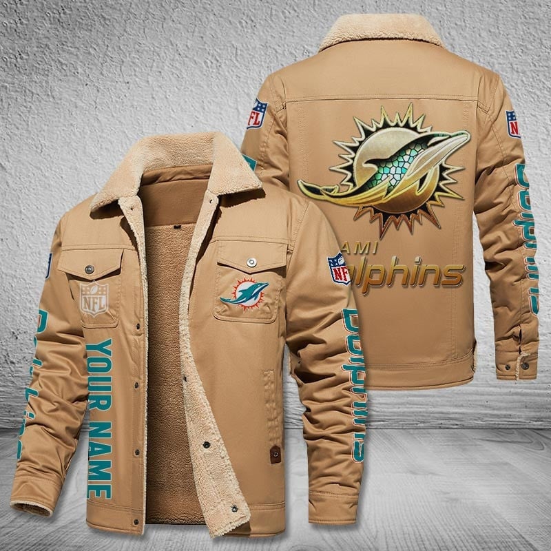 Miami Dolphins Bomber Jacket with Fleece Lining