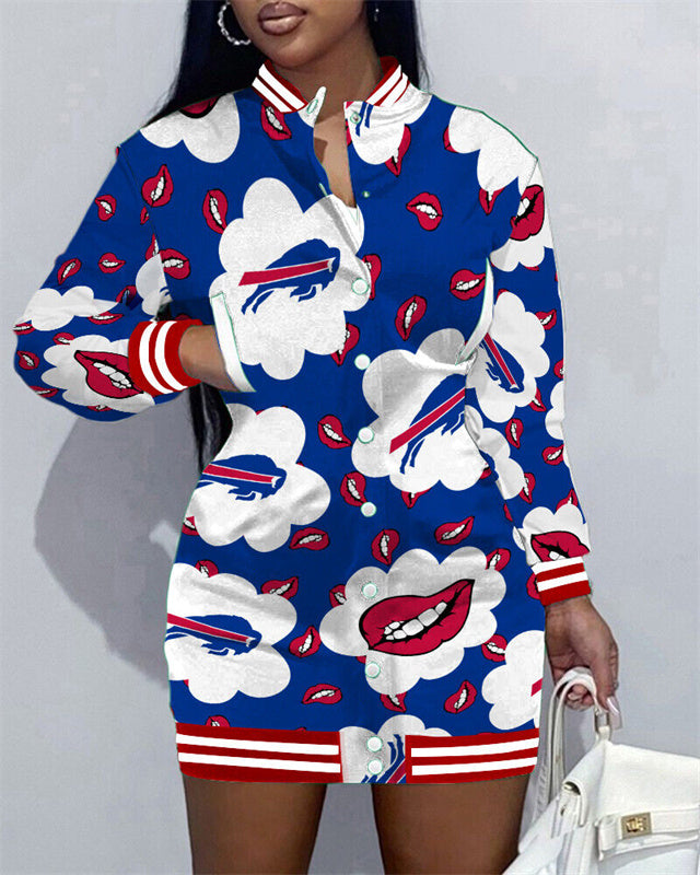Buffalo Bills Women Button Down Jacket Dress