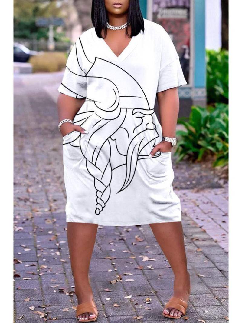 Minnesota Vikings V-neck Casual Pocket Dress
