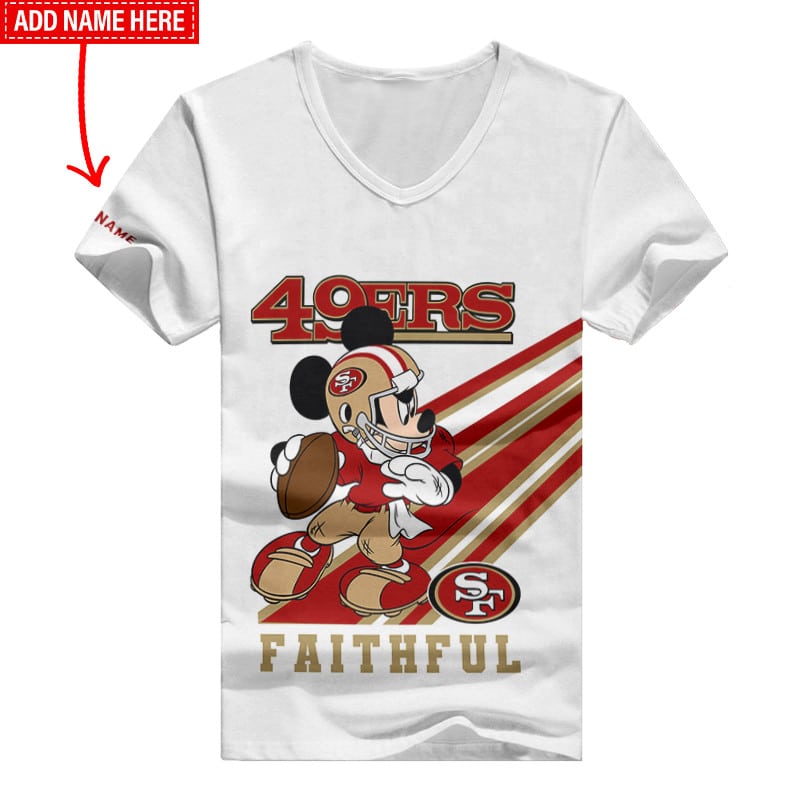 San Francisco 49ers Personalized Summer V-neck T-shirt Back View