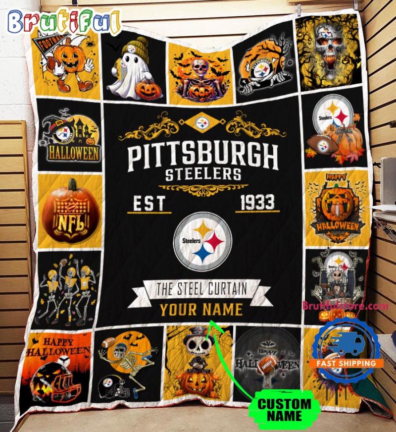 Pittsburgh Steelers Special Pumpkin Halloween Quilt Blanket