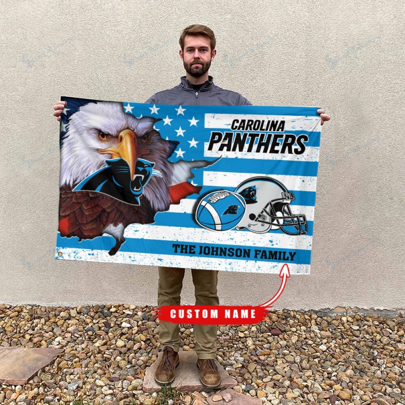 Custom Name Carolina Panthers Flag