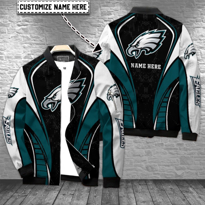 Philadelphia Eagles Personalized Bomber Jacket Front
