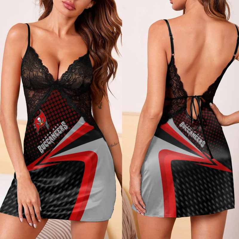 Tampa Bay Buccaneers Lace Back Strap Slip Dress Side View
