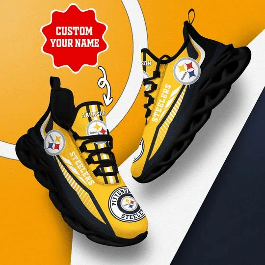 Pittsburgh Steelers Yezy Running Sneakers - Side View