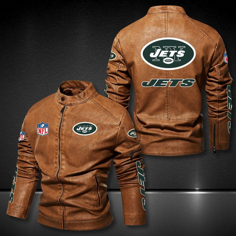 New York Jets Leather Jacket Back