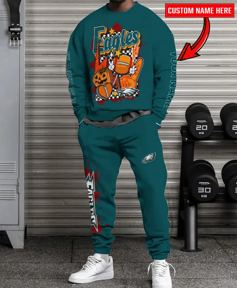 Philadelphia Eagles Halloween Collection Unisex Sweatshirt and Sweatpants Set