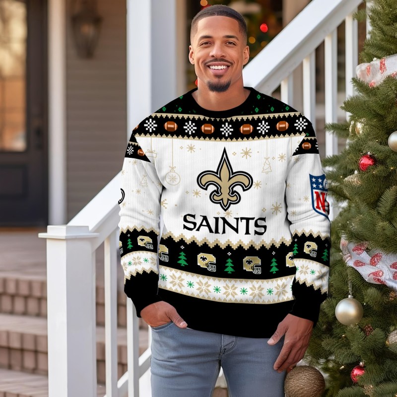 New Orleans Saints Ugly Christmas Sweater Outdoor