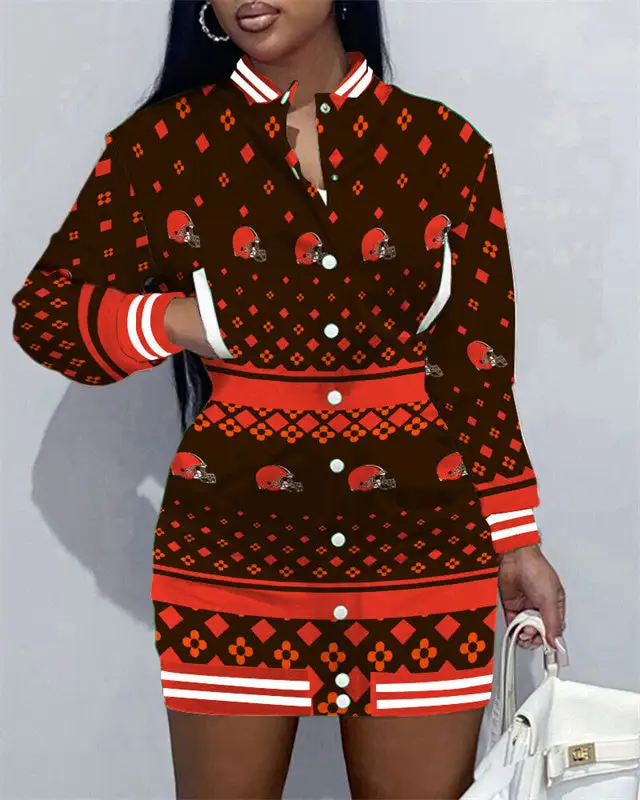 Cleveland Browns Women Button Down Jacket Dress