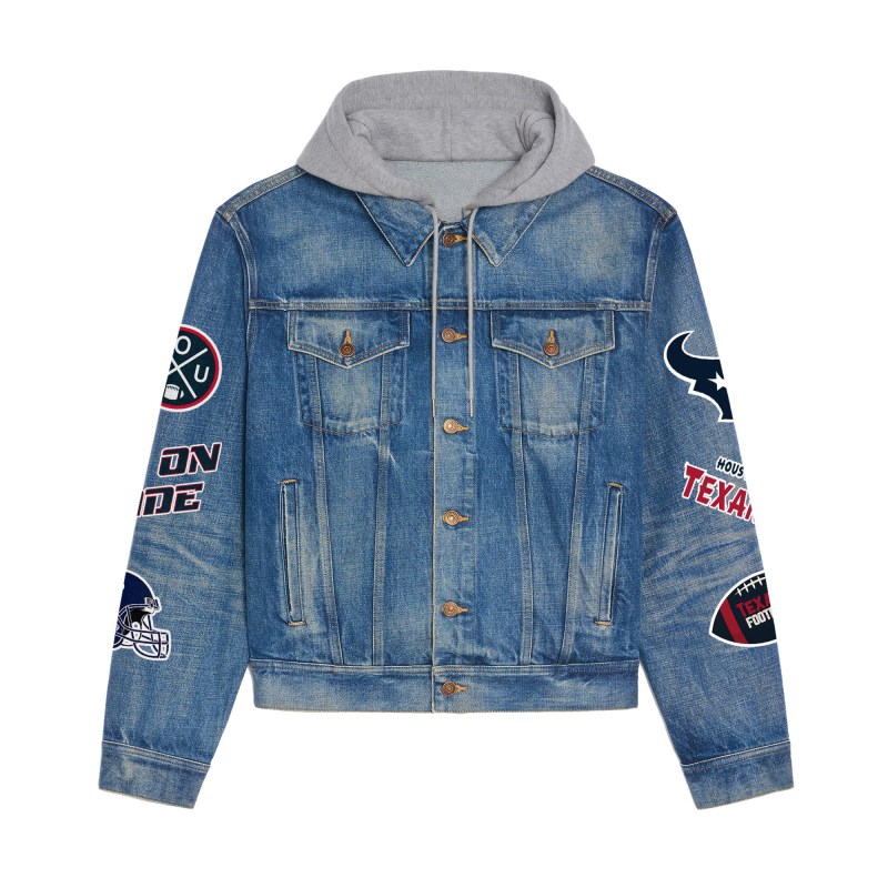 Houston Texans Hooded Denim Jacket - Back Design