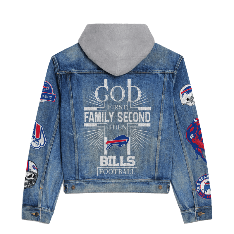 Buffalo Bills Hooded Denim Jacket Detail View