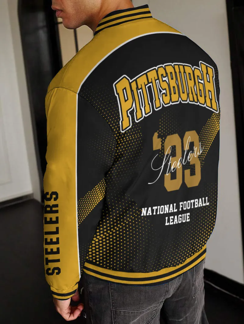 Pittsburgh Steelers Varsity Jacket Back View
