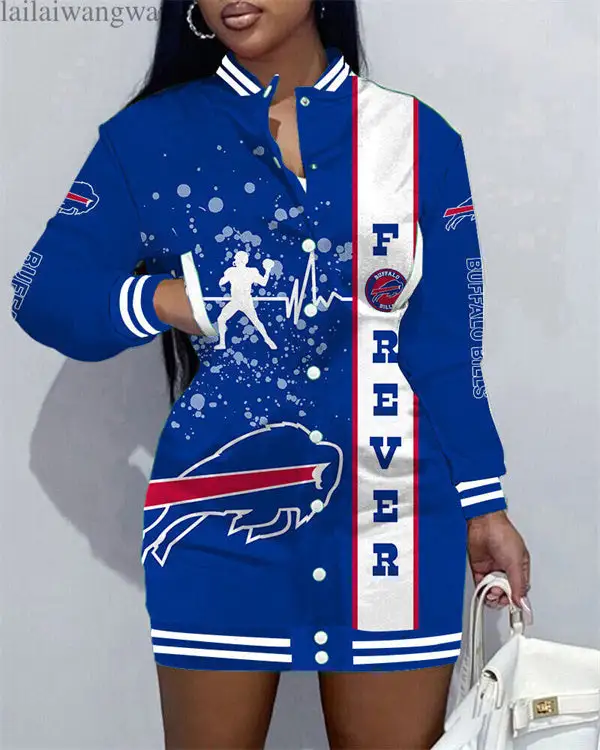 Buffalo Bills Women Button Down Jacket Dress