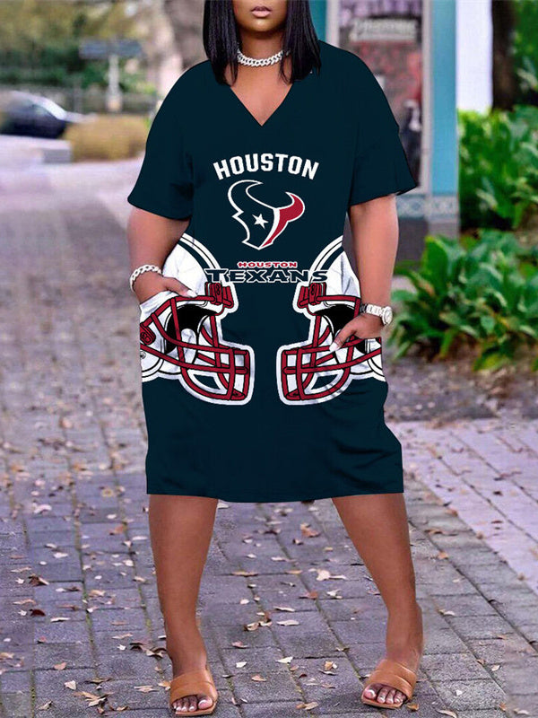 Houston Texans V-neck Casual Pocket Dress