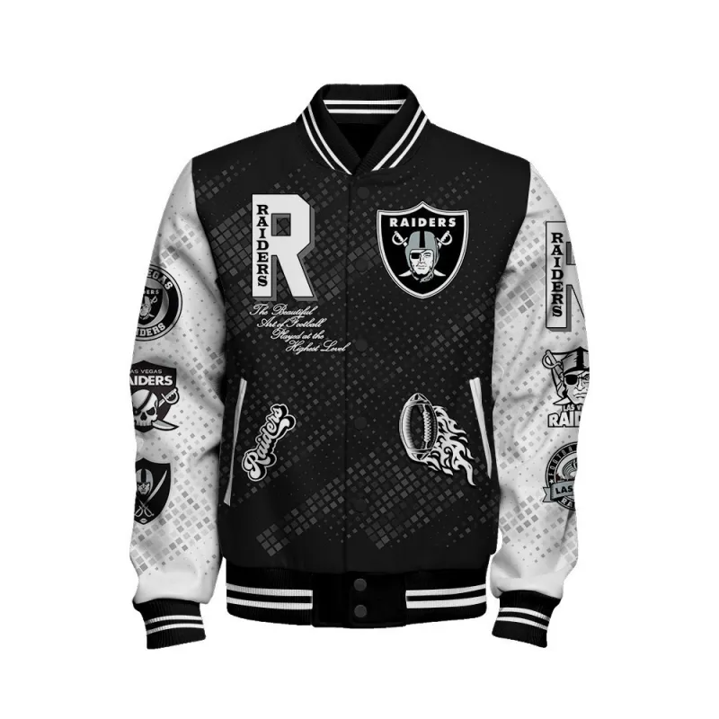 Las Vegas Raiders Varsity Jacket Side View