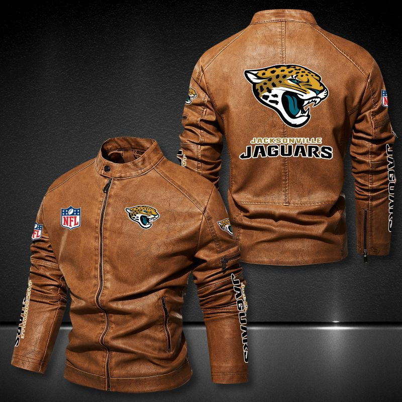 Jacksonville Jaguars Stand-up Collar Leather Jacket Image 3