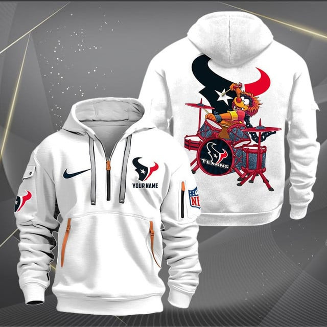 Houston Texans Premium Personalized Quarter Zip Hoodie