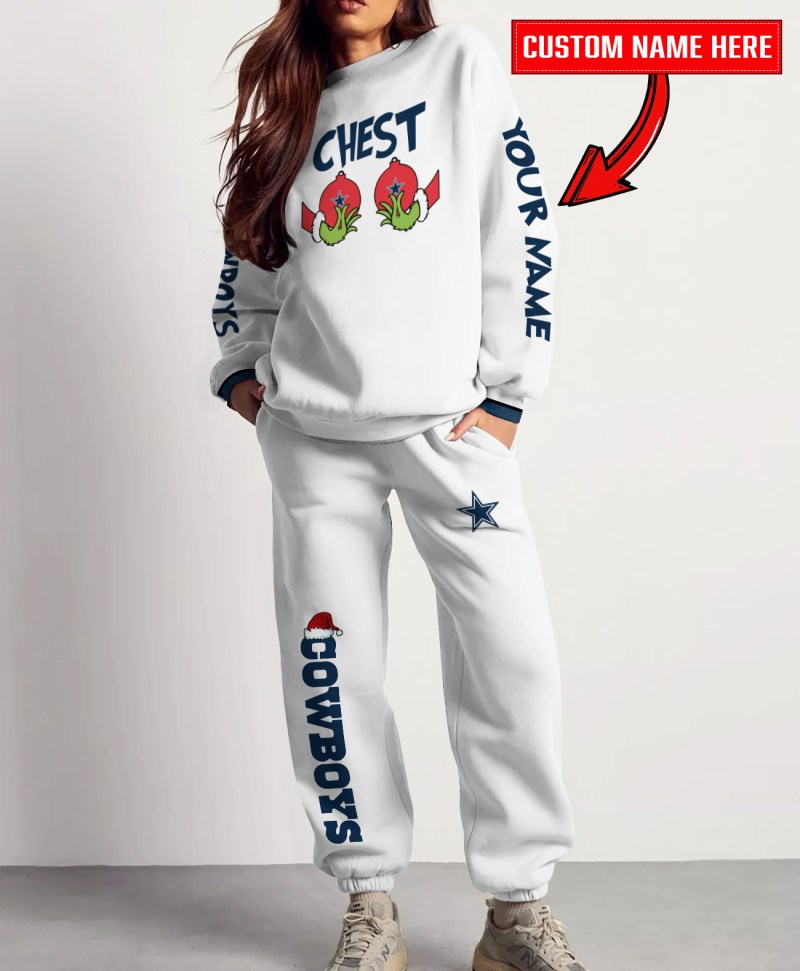 Dallas Cowboys Chest - Nuts Combo Sweatshirt And Sweatpants Christmas Collection