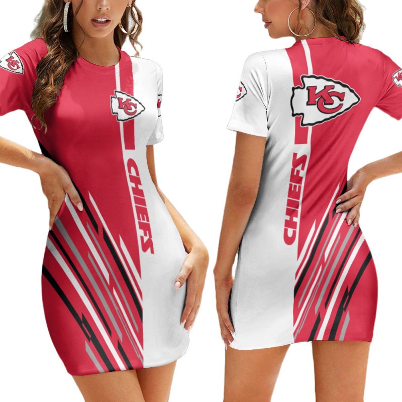 Kansas City Chiefs Short Sleeve Bodycon Mini Dress