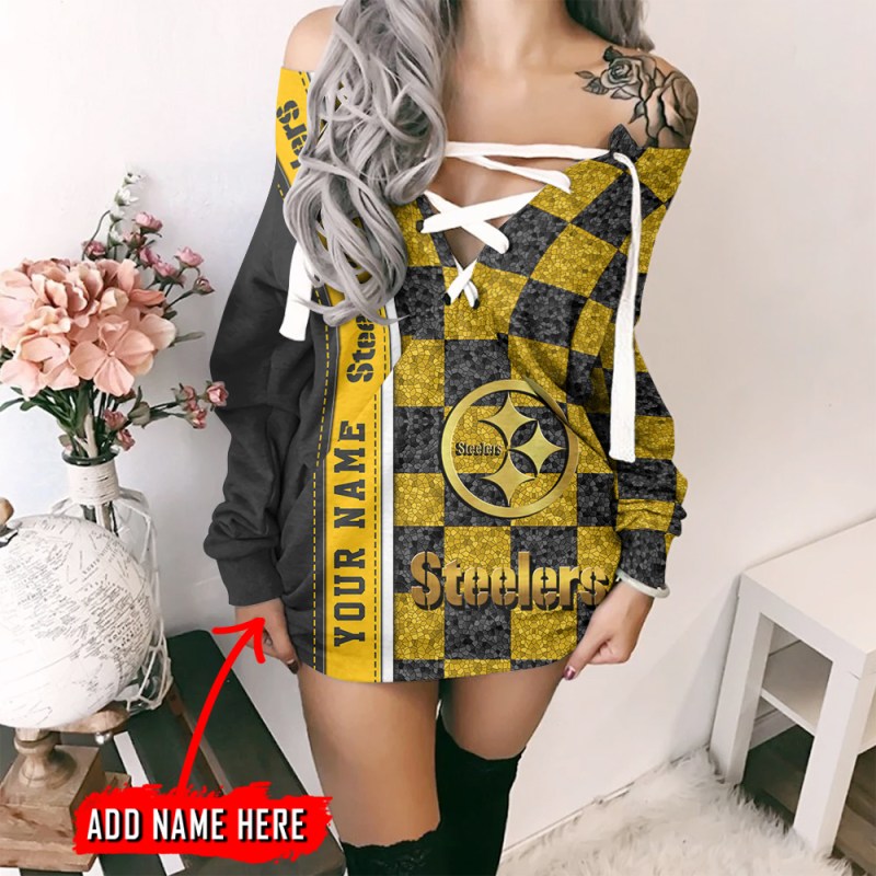 Pittsburgh Steelers Personalized Lace-Up Sweatshirt
