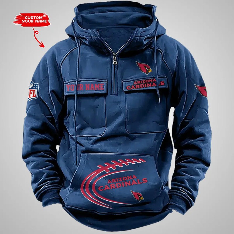 Arizona Cardinals Multi-Pockets Zip Hoodie Image 1