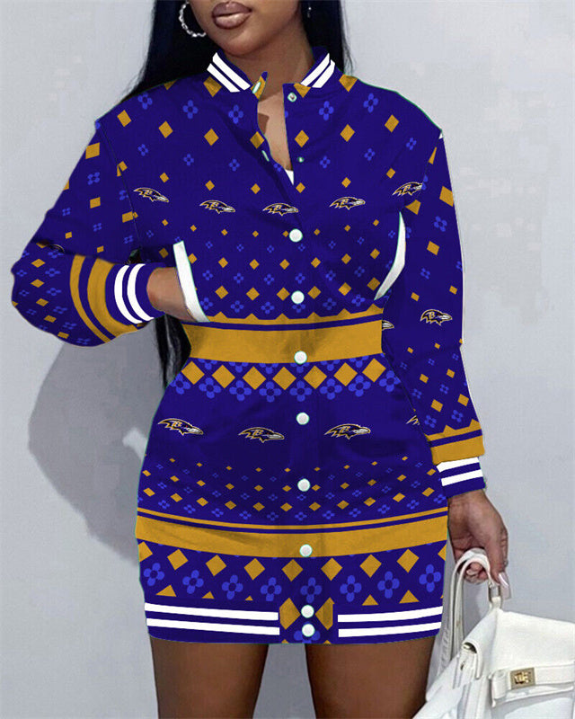 Baltimore Ravens Women Button Down Jacket Dress