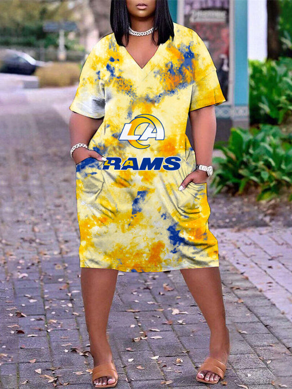 Los Angeles Rams V-neck Casual Pocket Dress