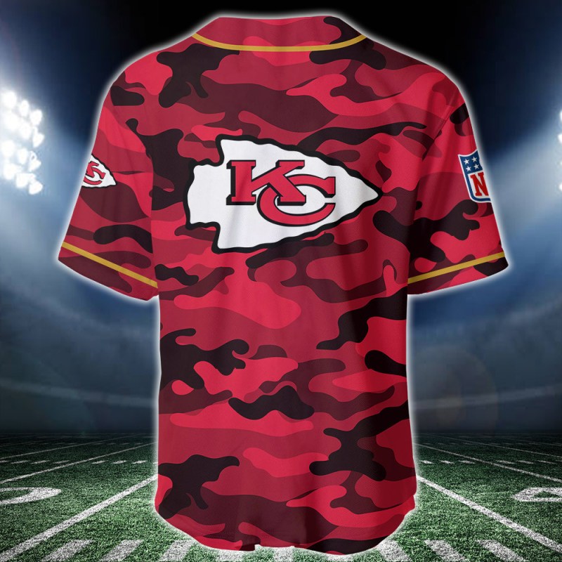Kansas City Chiefs Personalized Baseball Jersey Back View