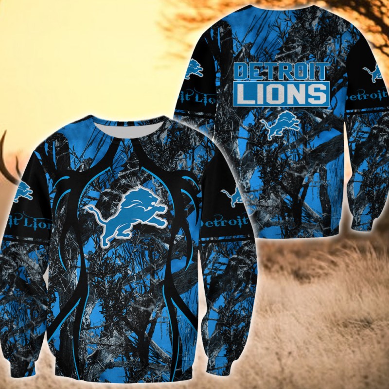 Wearing Detroit Lions Ugly Christmas Sweater