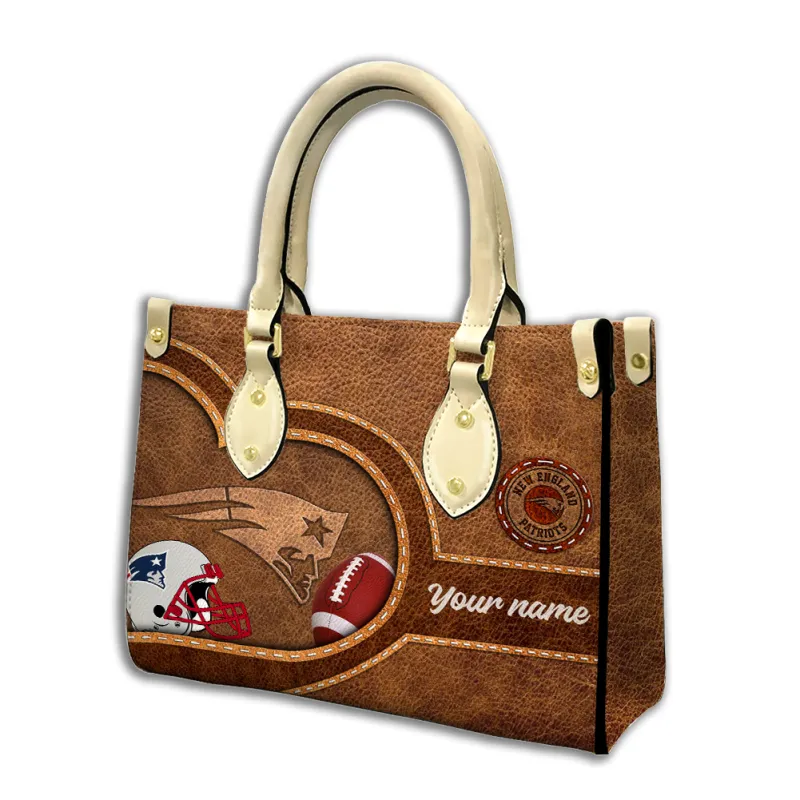 New England Patriots Personalized Leather Hand Bag Image 2