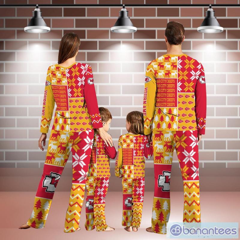 Kansas City Chiefs Pajamas Set Christmas Snowflake Pattern