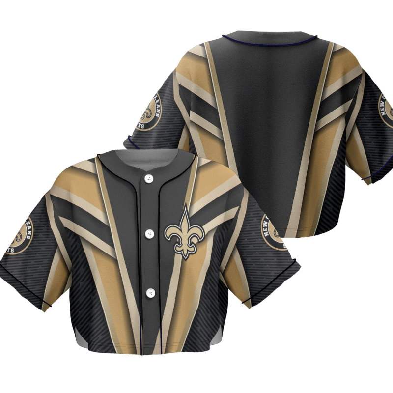 New Orleans Saints Crop Top Baseball Jersey