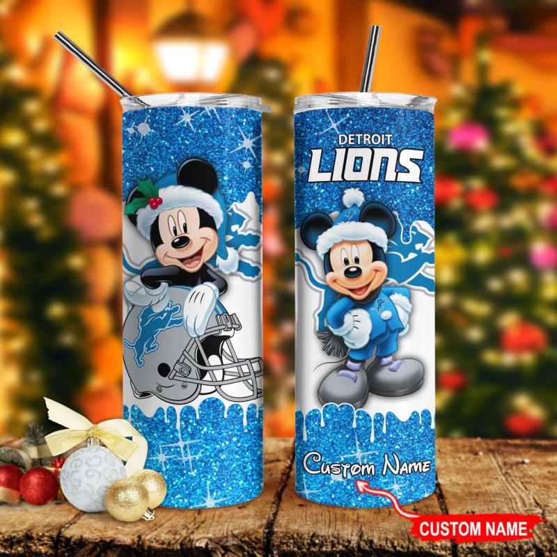 Detroit Lions Glitter Tumbler Image 1