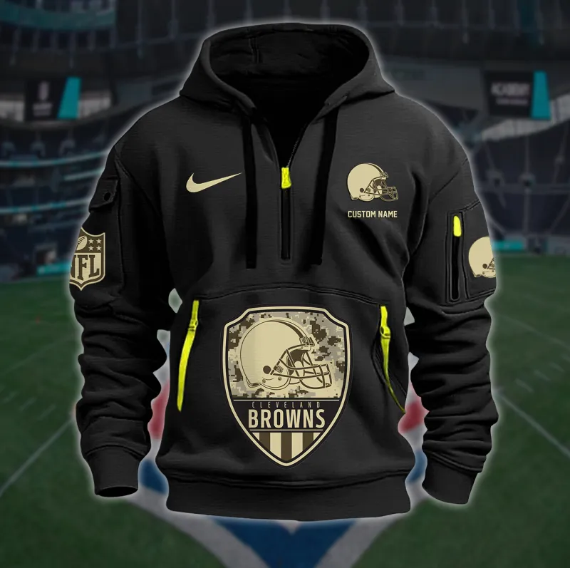 Cleveland Browns New Personalized Quarter Zip Hoodie