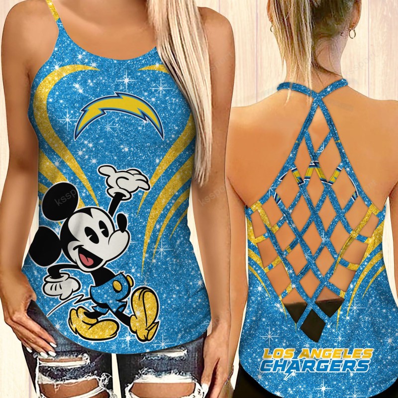 Los Angeles Chargers Criss-Cross Open Back Camisole Tank Top