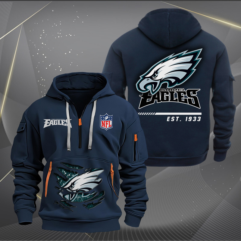 Philadelphia Eagles New Personalized Quarter Zip Hoodie