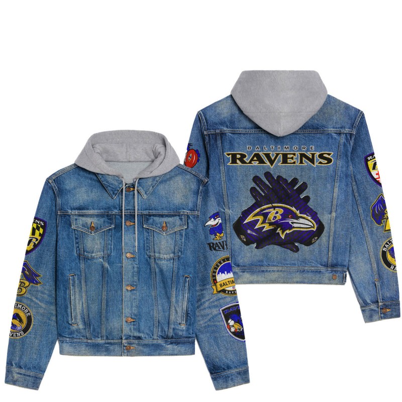 Baltimore Ravens Hooded Denim Jacket 1
