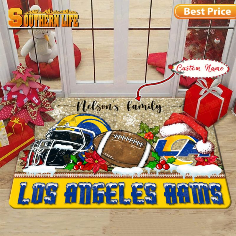 Los Angeles Rams Christmas Personalized Doormat