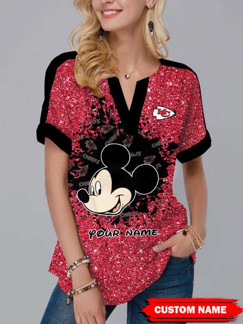 Kansas City Chiefs Personalized Fashion Short Sleeve V-Neck Shirt