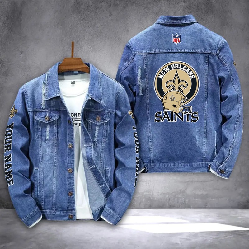 New Orleans Saints Denim Jacket Front View
