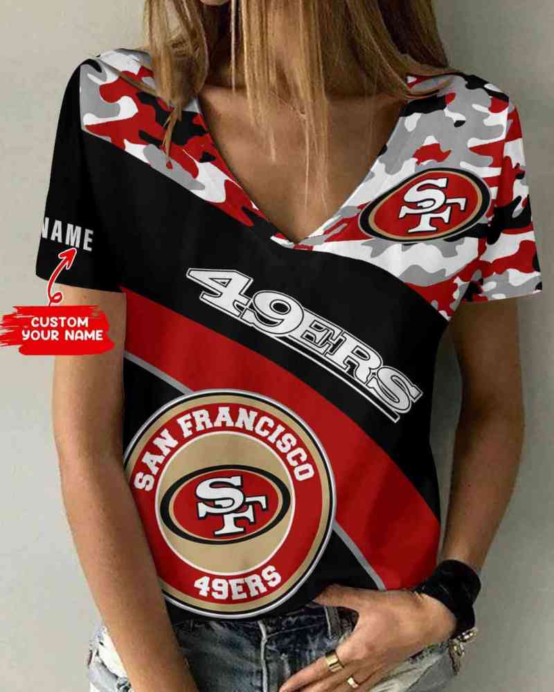 San Francisco 49ers Personalized Summer V-neck T-shirt