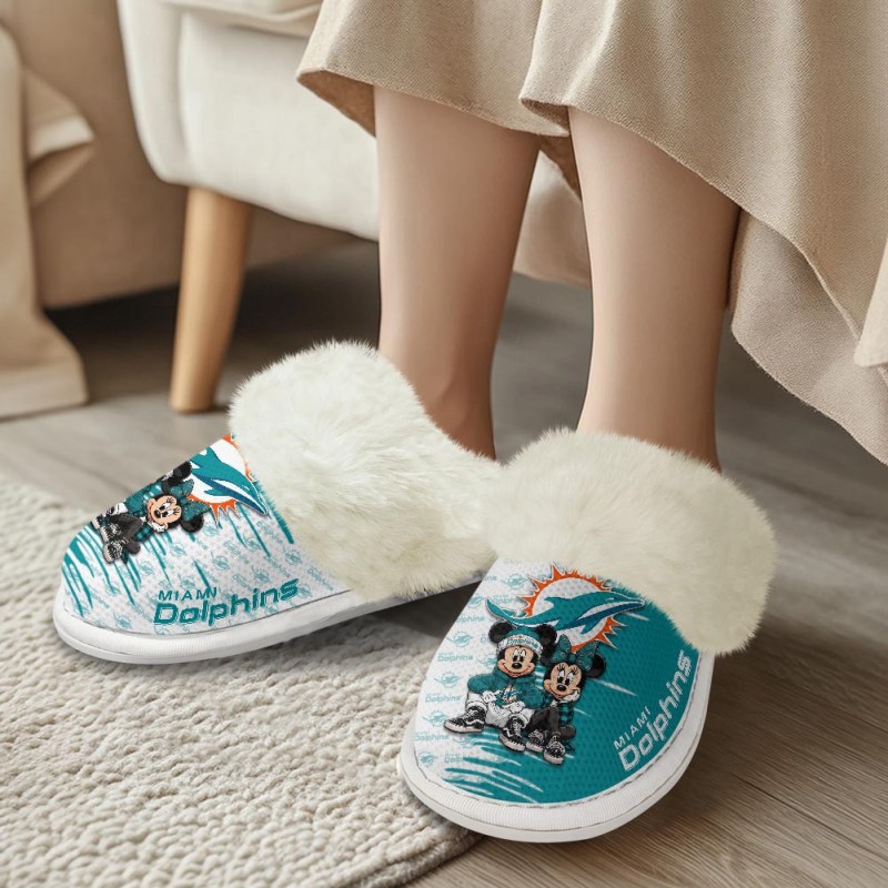 Miami Dolphins Fuzzy Slippers Side View