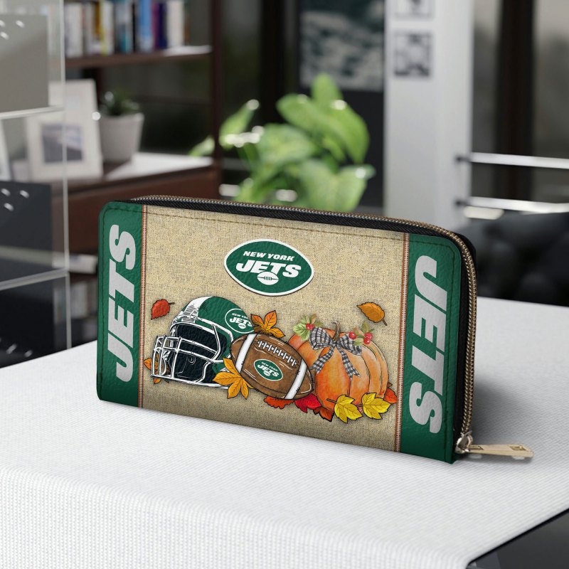 New York Jets Women Zip Around Wallet Mockup