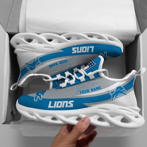 Detroit Lions White Max Soul Shoes - Custom Name