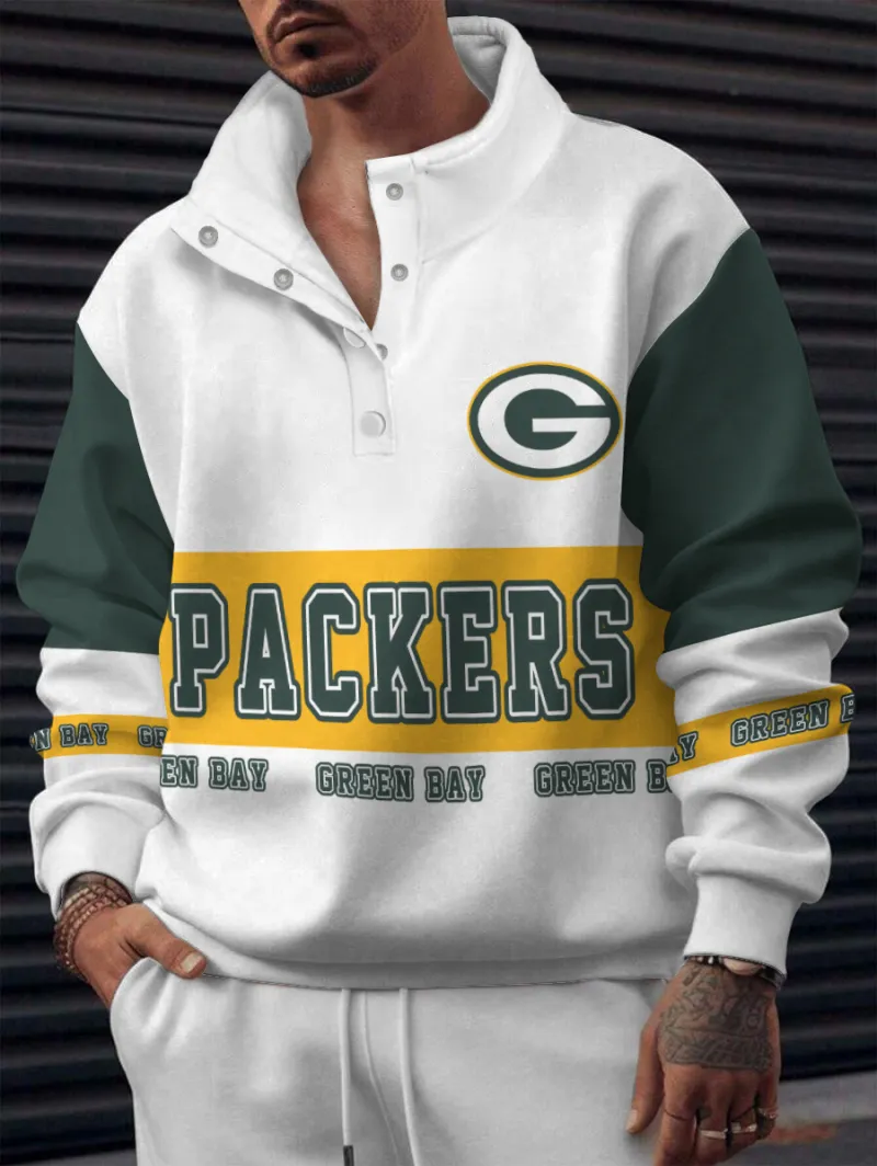 Green Bay Packers Casual Colorful Stand Collar Sweatshirt