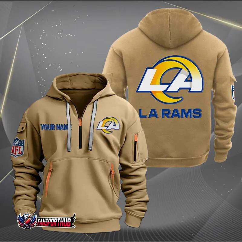 Los Angeles Rams Personalized Quarter Zip Hoodie